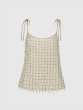 Silver Crystal Embellished Soft Tie Cami Top